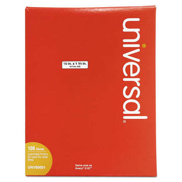 Universal® White Labels, Inkjet-laser Printers, 0.5 X 1.75, White, 80-sheet, 100 Sheets-box freeshipping - TVN Wholesale